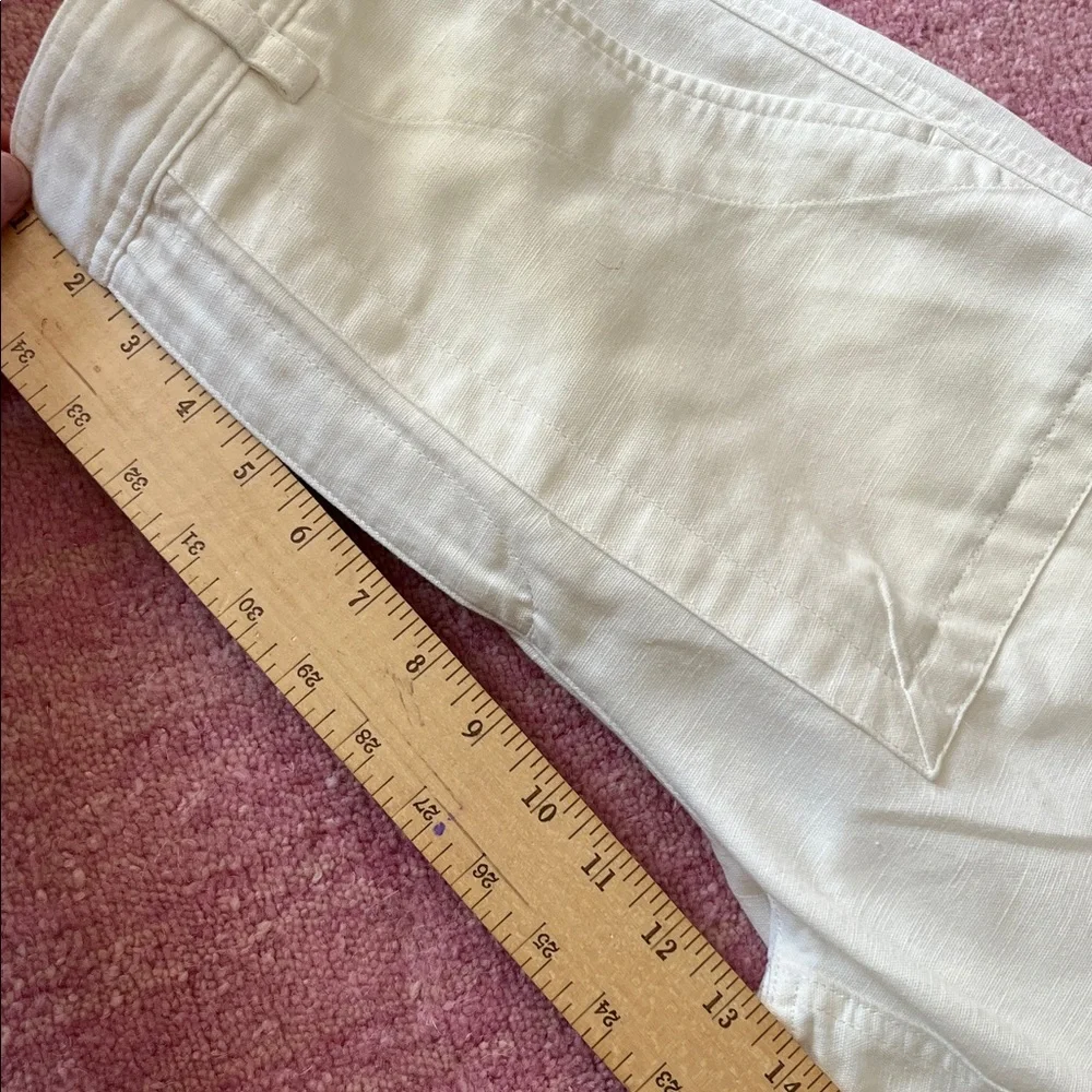 EUC Banana Republic Mya Cotton-Linen Cargo Iced Vanilla Ivory High Rise Pants 4